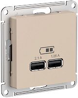 Розетка USB тип A+A без рамки Systeme Electric AtlasDesign 2-м. 2100мА песочный картинка